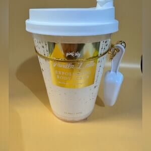 Vanilla Latte / Scrub Pink Sky Exfoliating Body Scrub in latte cup and scoop NWT